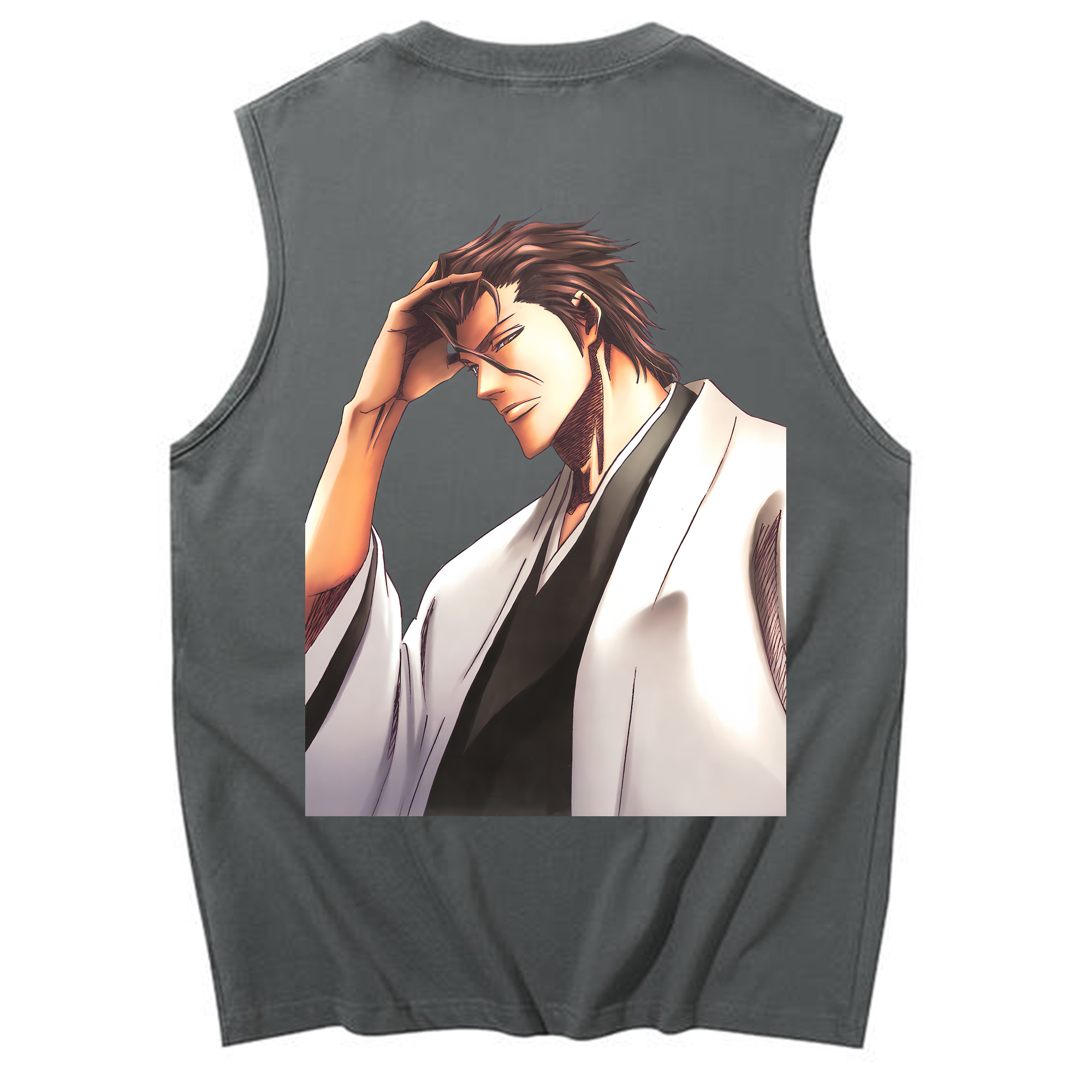（画像用） ブリーチ 藍染 惣右介（あいぜん そうすけ） BLEACH Aizen Sousuke コットン100％タンクトップ（背面プリント）